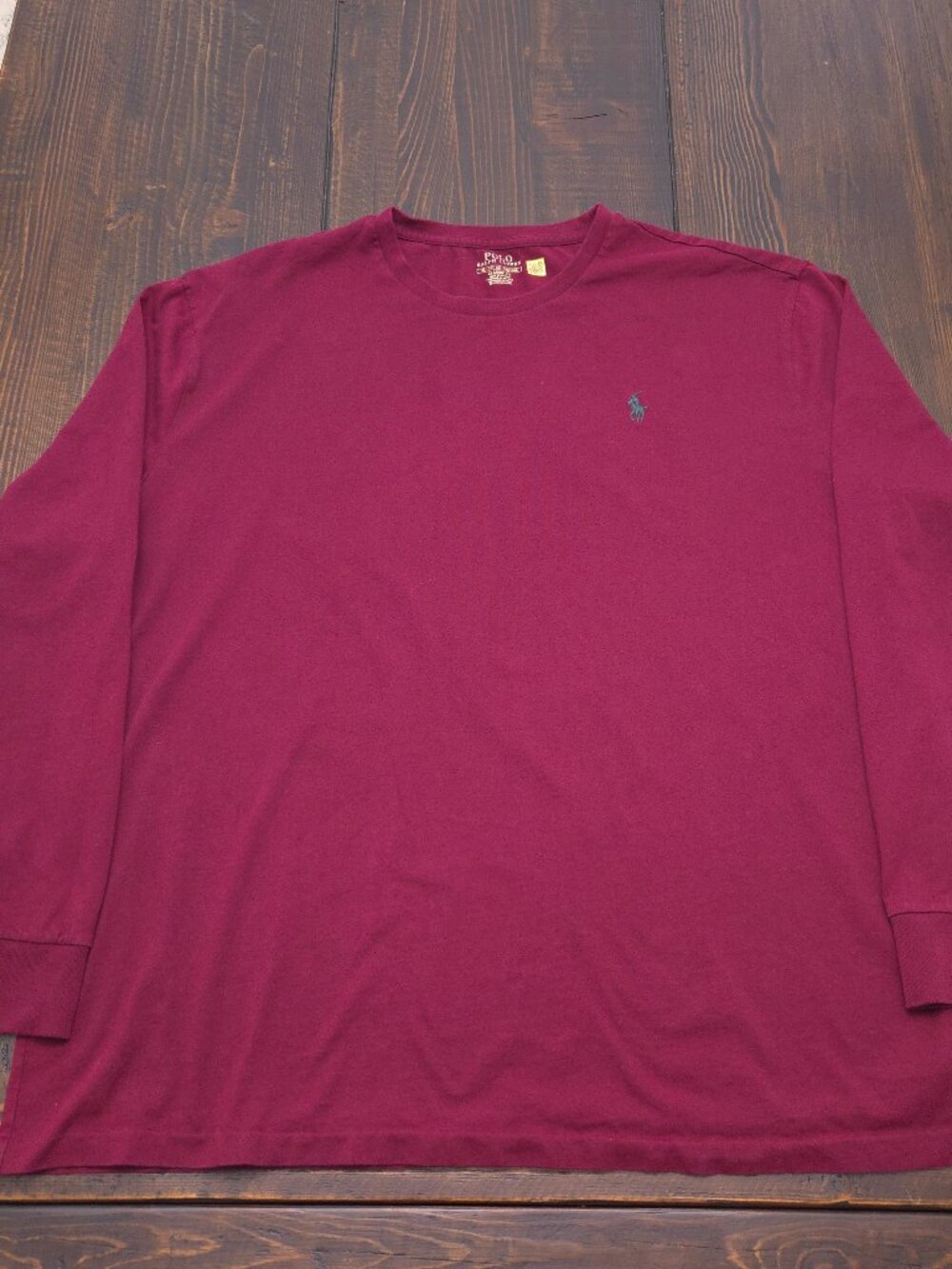 Polo Ralph Lauren Shirt Mens XL Classic Fit Maroon Long Sleeve Cotton Tee Pony